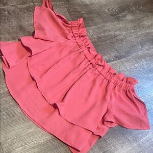Leith Coral Ruffle Top